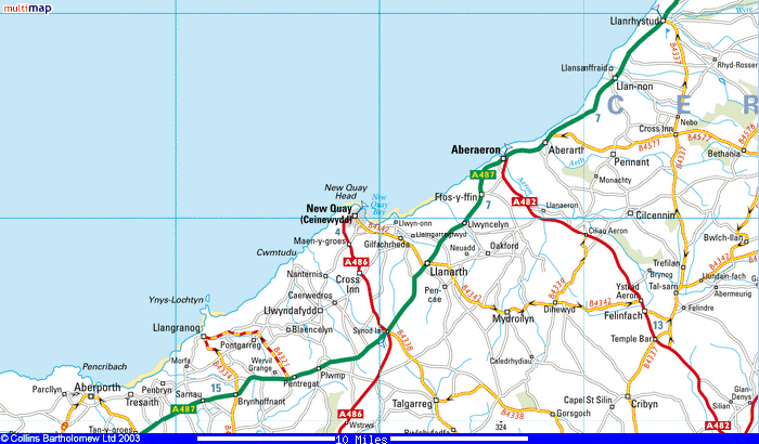 Map of the area around Aberaeron (74K bytes)