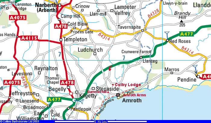 Map of the Amroth area