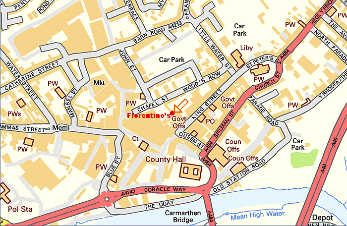 Map of the area around Jackson's Lane and Florentino's