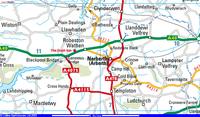 Map of the area around Robeston Wathen (86.7K bytes)