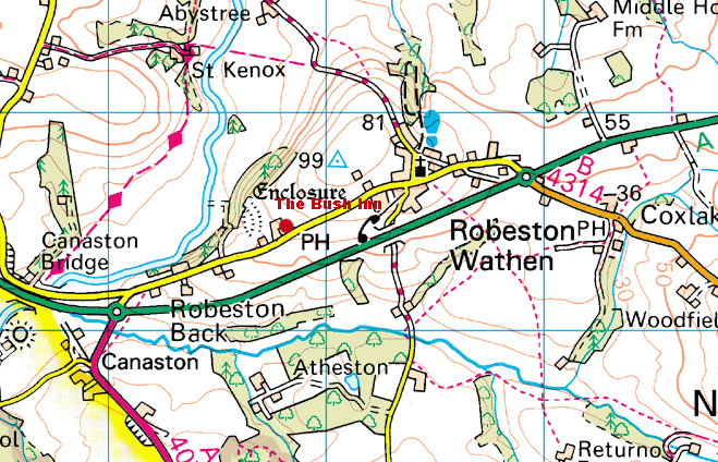 Map of the area around Robeston Wathen