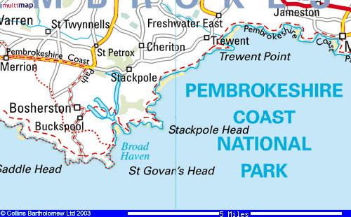 Map of the area around Stackpole