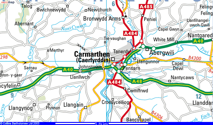 Map of the Carmarthen area