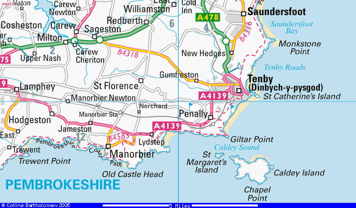 Map Of Tenby Area Dyfed Diners Midweek Dinner