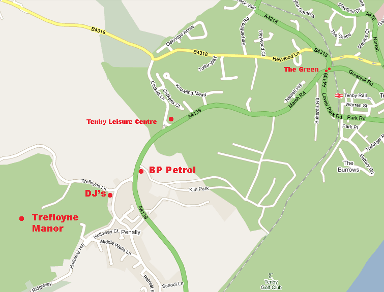 Map of the area around Penally